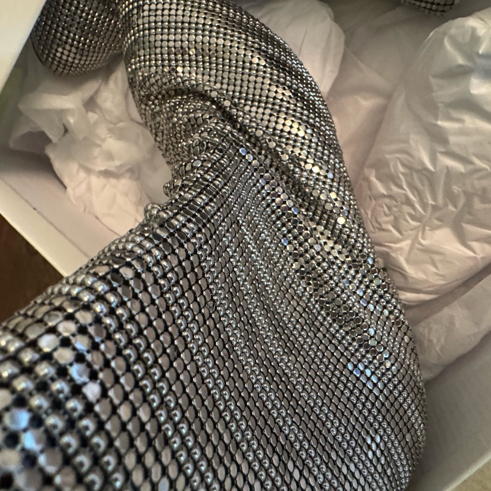 Schutz Silver Embellished Block Heel Ankle Boots - Picture 4 of 5